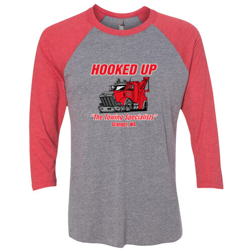 Hooked Up - Unisex Triblend Three-Quarter Sleeve Raglan - Grey Thumbnail