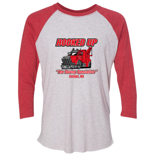 Hooked Up - Unisex Triblend Three-Quarter Sleeve Raglan - Black Thumbnail