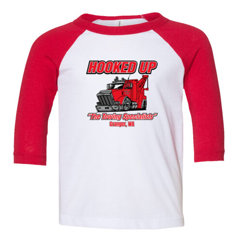 Hooked Up - Toddler Three-Quarter Sleeve Baseball Tee - Black Thumbnail
