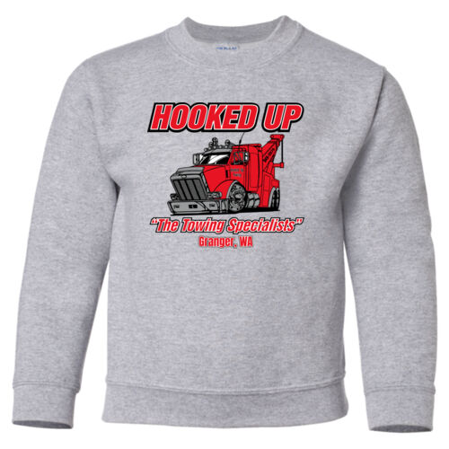 Hooked Up - Heavy Blend Youth Crewneck Sweatshirt - Black Thumbnail