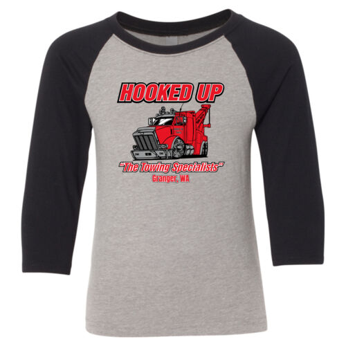 Hooked Up - Youth CVC Three-Quarter Sleeve Raglan T-Shirt - Black Thumbnail